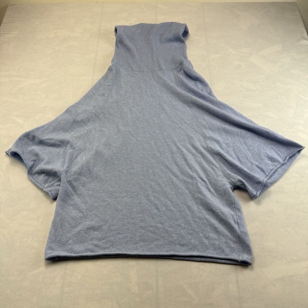 Kontatto Italy Merino Wool Cashmere Poncho Sweater Blue M/L